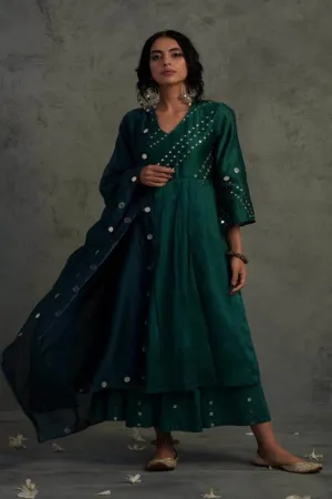 Emerald Green Gathered Kurta Set