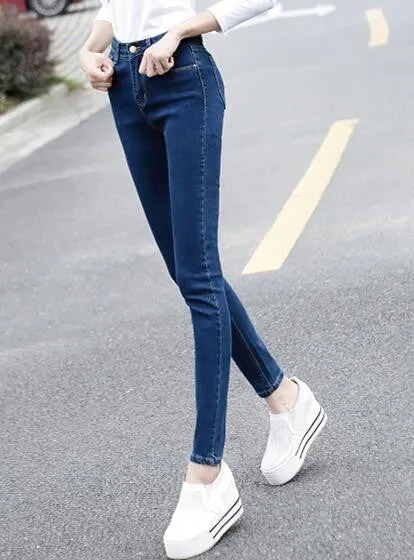 fashion brand women skinny pencil jeans denim elastic pants washing color good woman casual jean pants