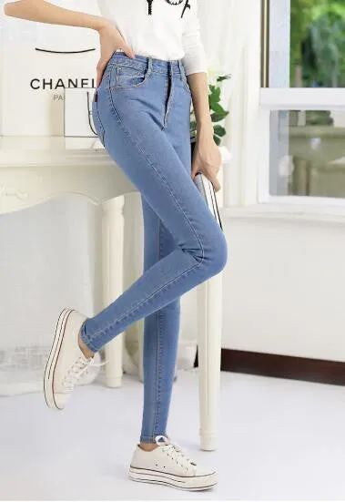 fashion brand women skinny pencil jeans denim elastic pants washing color good woman casual jean pants