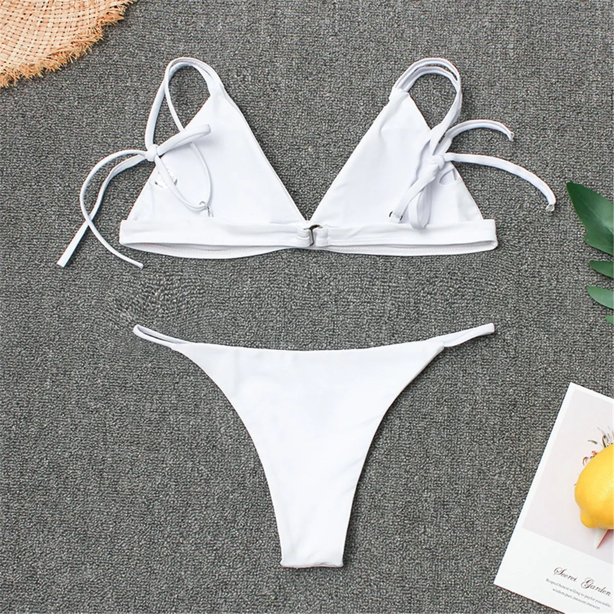 Fashion Plants Printed Strappy Triangle Bikini