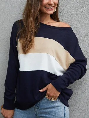 Fashion Wild Striped Stitching Sweater