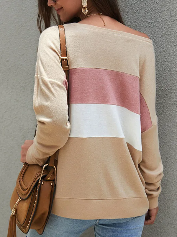 Fashion Wild Striped Stitching Sweater