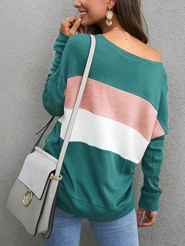 Fashion Wild Striped Stitching Sweater