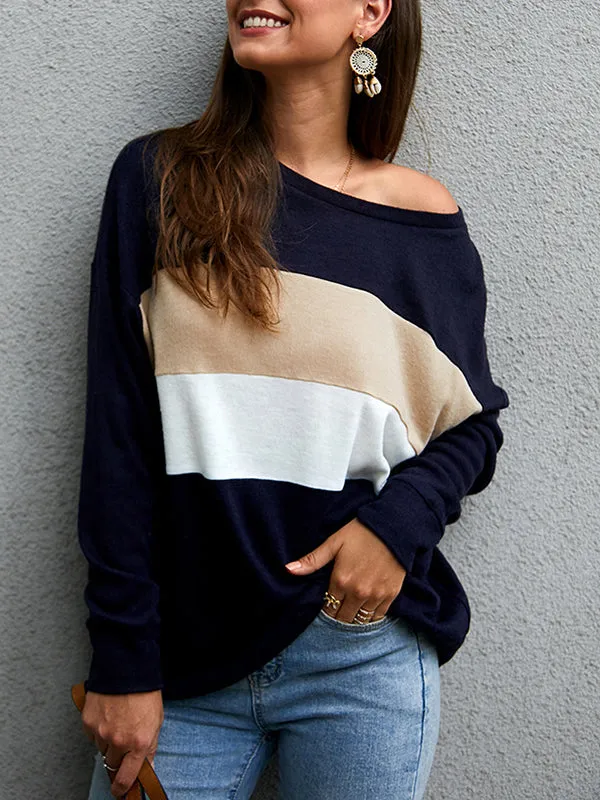 Fashion Wild Striped Stitching Sweater