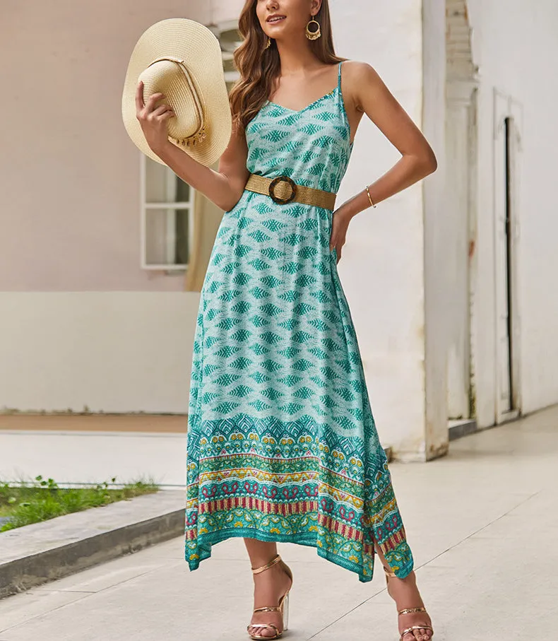 Fashion Women's Explosive Print Sling Dress