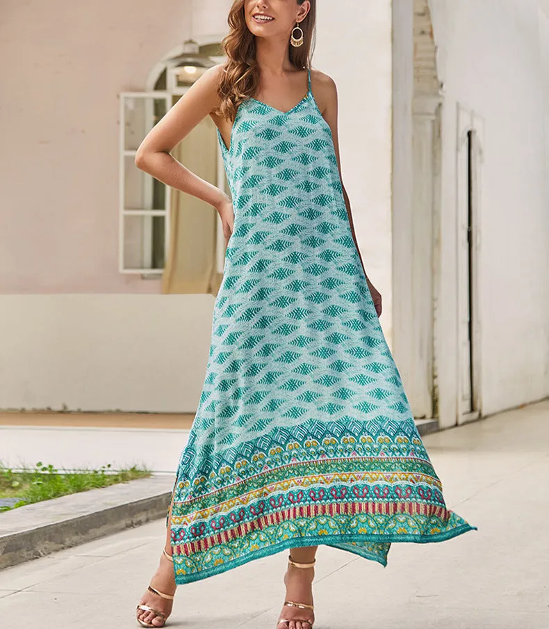 Fashion Women's Explosive Print Sling Dress