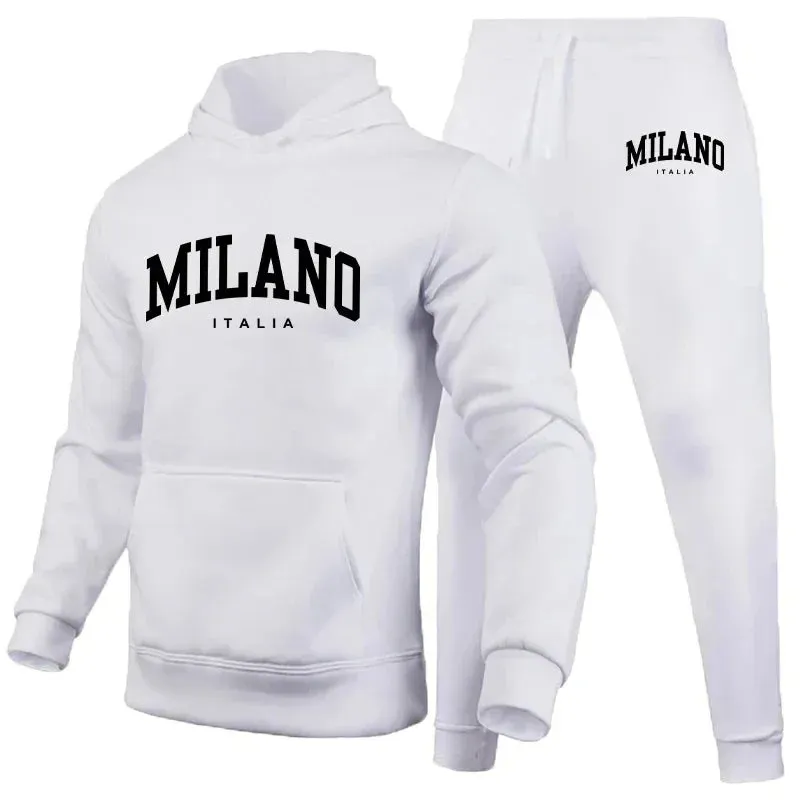 Fashionable Men's Milan Print Hoodie & Pants Set