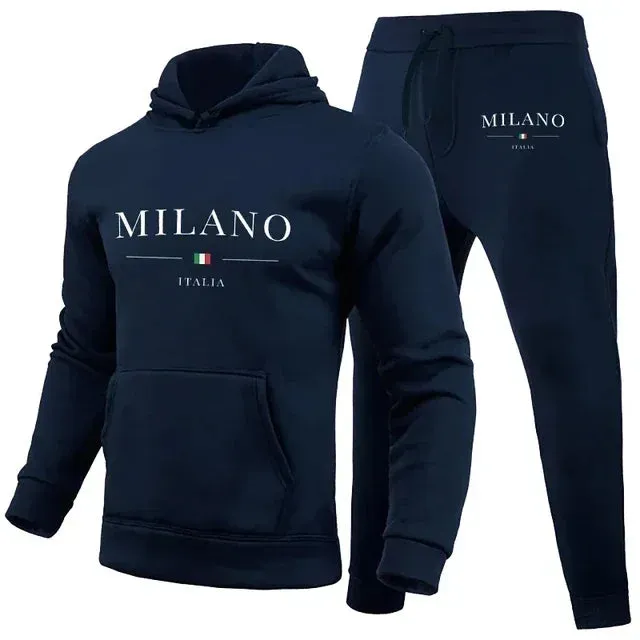 Fashionable Men's Milan Print Hoodie & Pants Set