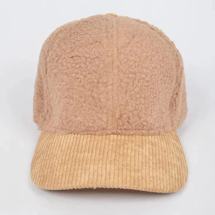 Faux Fur Corduroy Mixed Hat-Multi