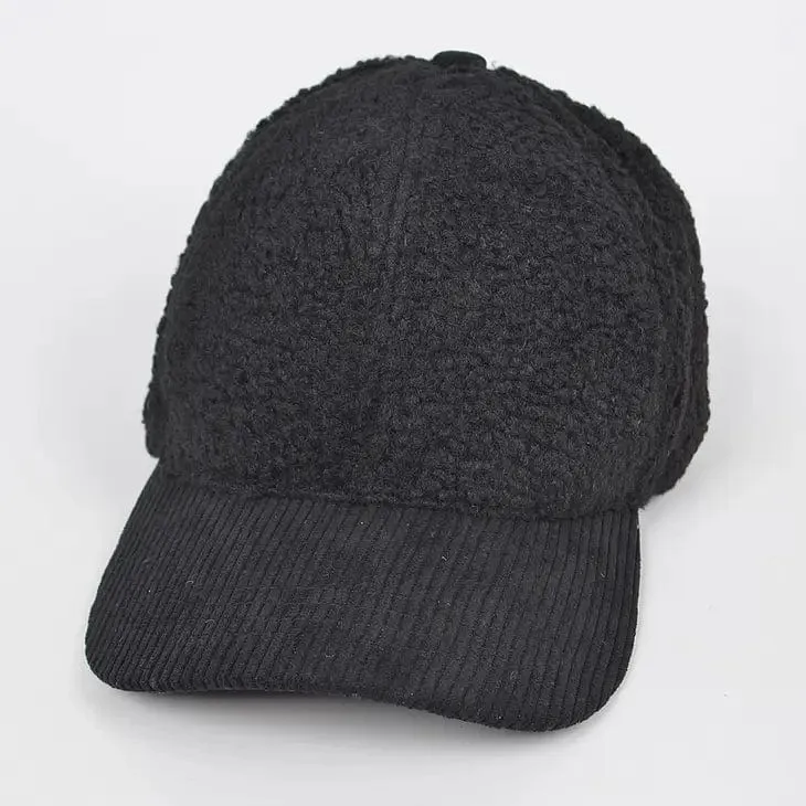 Faux Fur Corduroy Mixed Hat-Multi