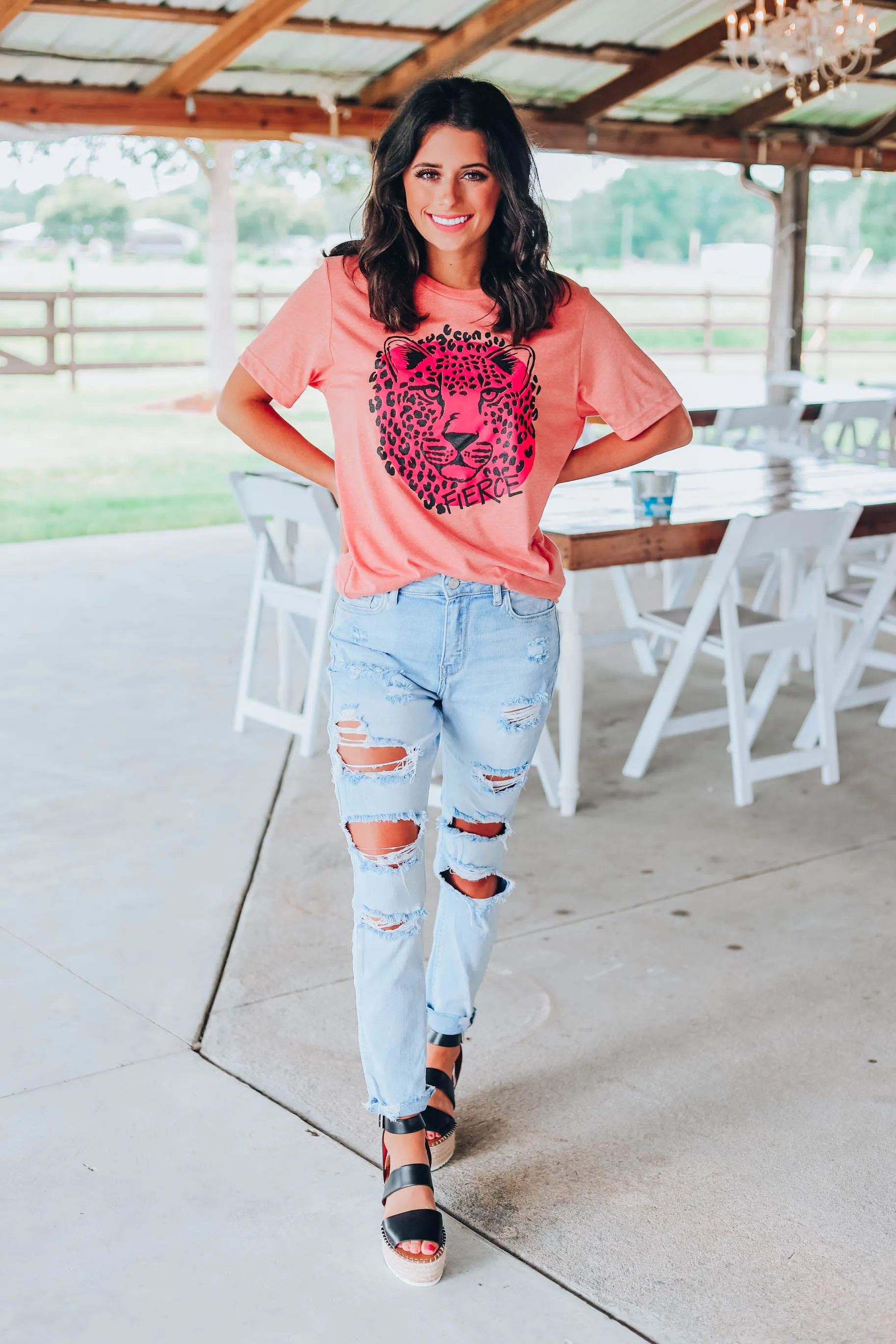 Fierce Tiger Tee - Heather Sunset