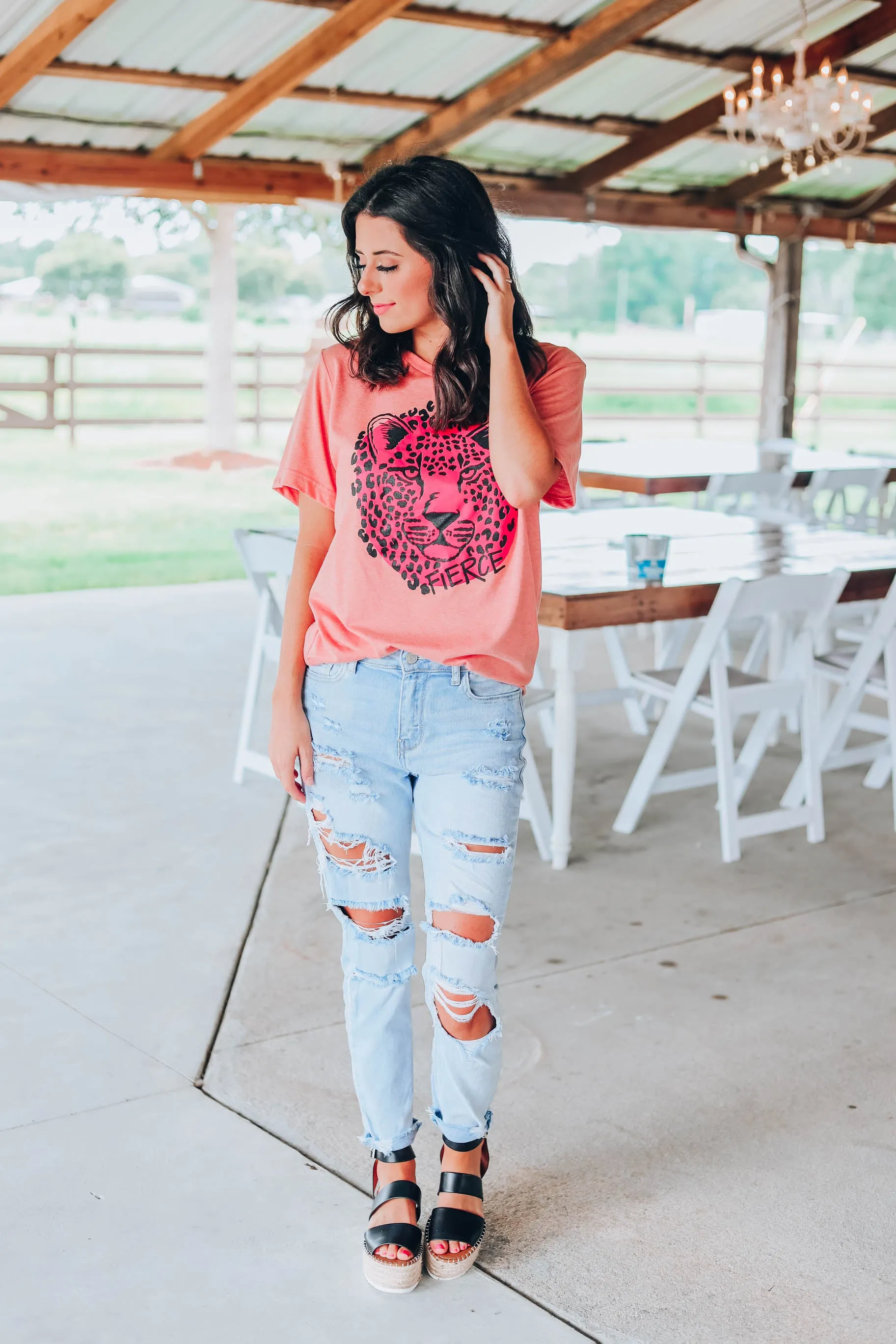 Fierce Tiger Tee - Heather Sunset