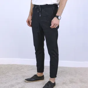 Floral Black Slim Fit Jogger Jeans For Men - Fashion Skinny Cotton Sweatpants Zipper with Pockets