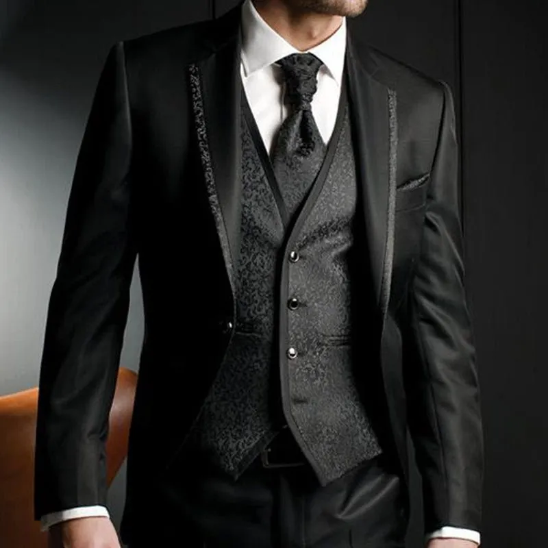 Floral Slim Fit Wedding Tuxedo for Groom 3 Piece Man