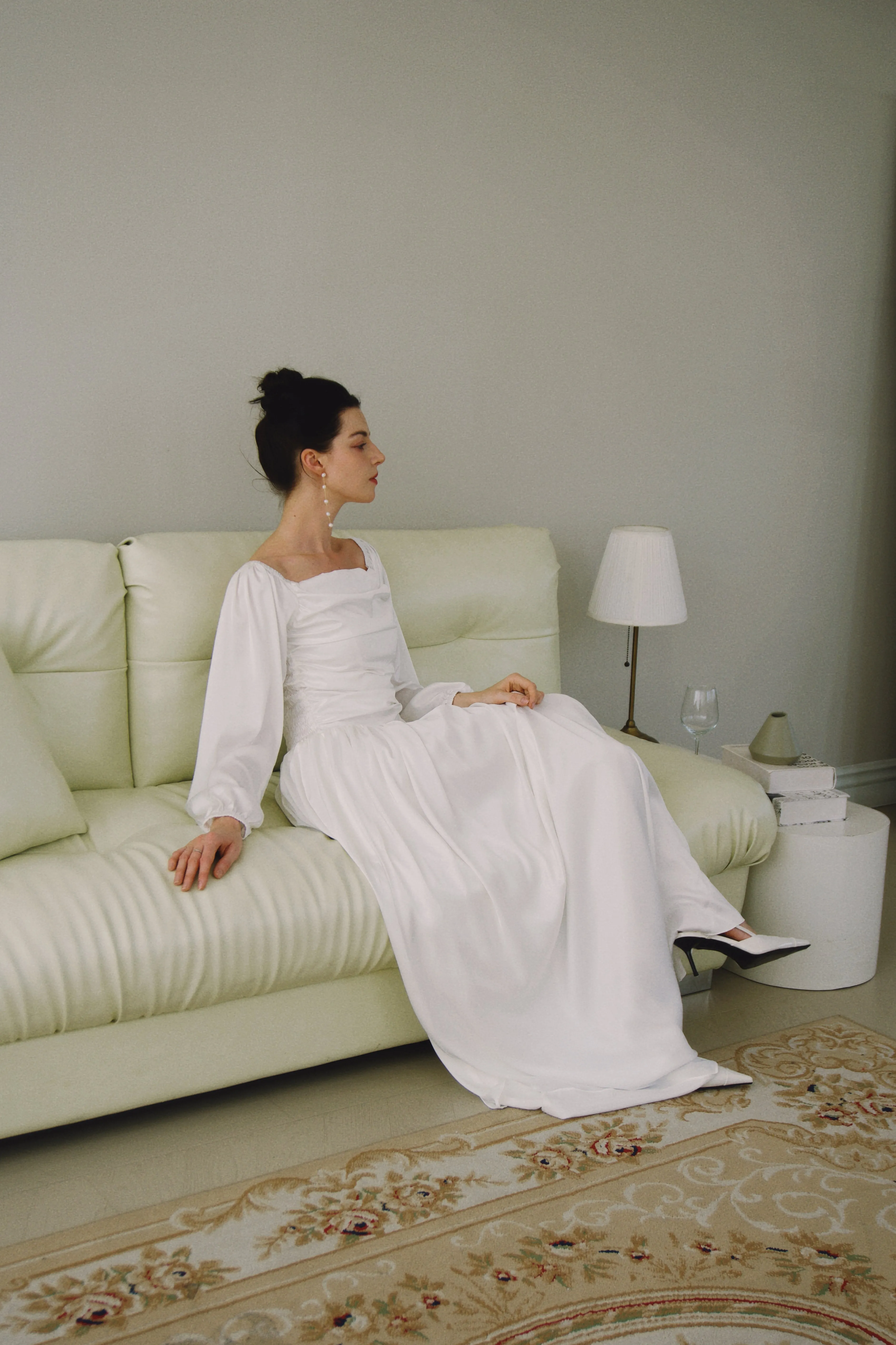 Florence Long Puff Sleeves Square Neck Dress