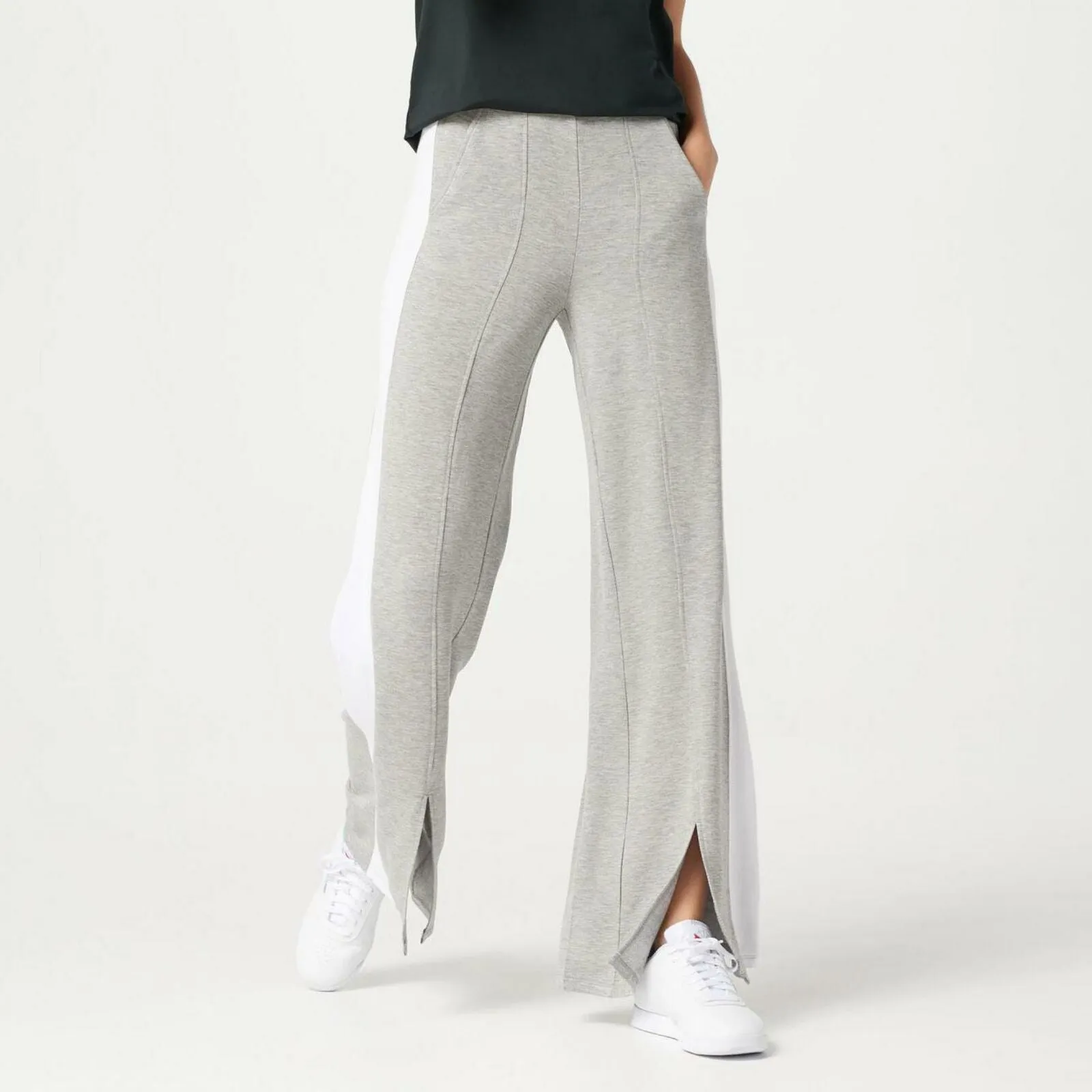 G.I.L.I. Women's Wide Leg Knit Pants Grey Large