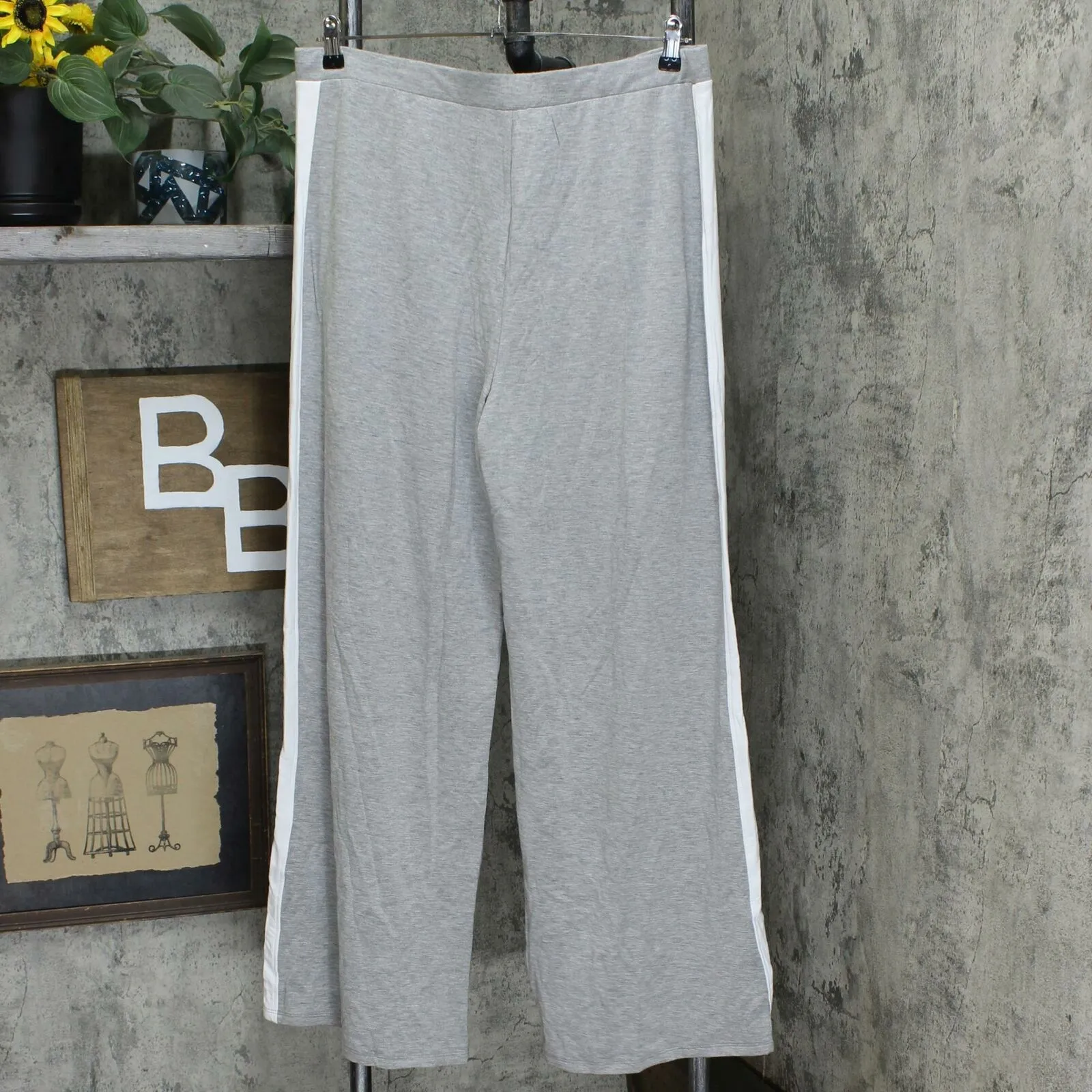 G.I.L.I. Women's Wide Leg Knit Pants Grey Large