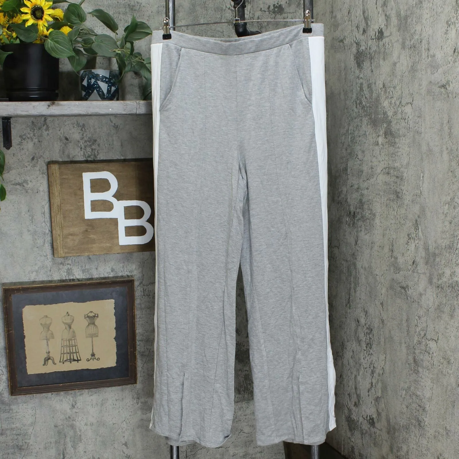 G.I.L.I. Women's Wide Leg Knit Pants Grey Large