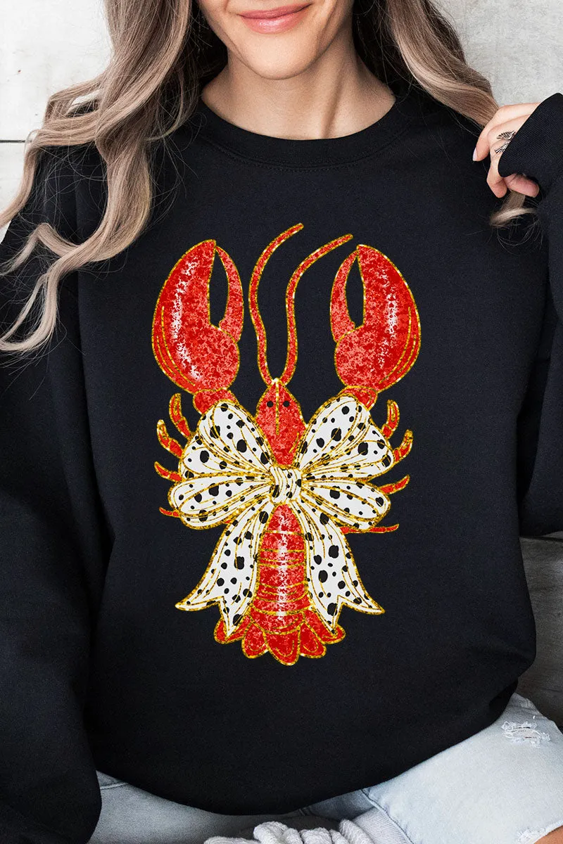 Glitzy Crawfish Coquette Bow Unisex NuBlend Crew Sweatshirt