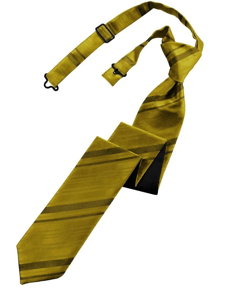 Gold Striped Satin Skinny Necktie