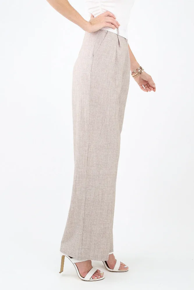 Graceful Wide-Leg Dress Pants - Natural