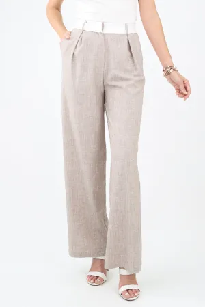 Graceful Wide-Leg Dress Pants - Natural