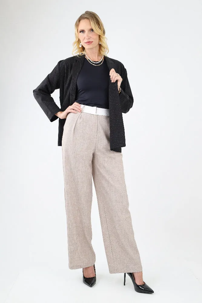 Graceful Wide-Leg Dress Pants - Natural