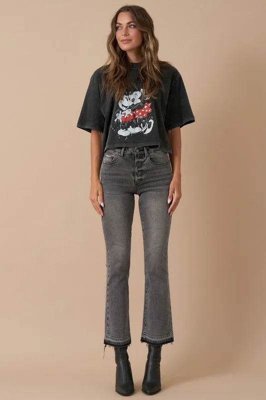 Gray High Rise Bootcut Cropped Denim Jean Pants