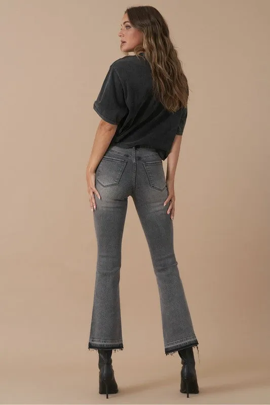 Gray High Rise Bootcut Cropped Denim Jean Pants