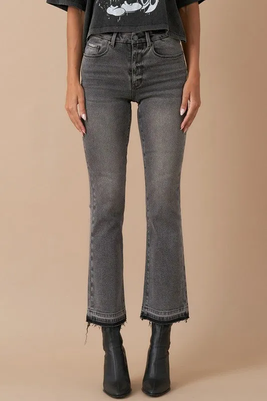 Gray High Rise Bootcut Cropped Denim Jean Pants