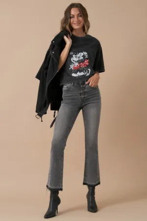 Gray High Rise Bootcut Cropped Denim Jean Pants