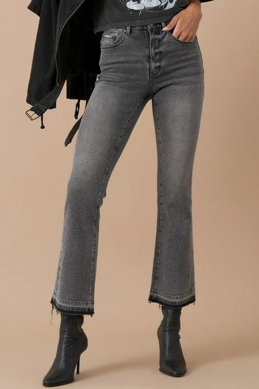 Gray High Rise Bootcut Cropped Denim Jean Pants