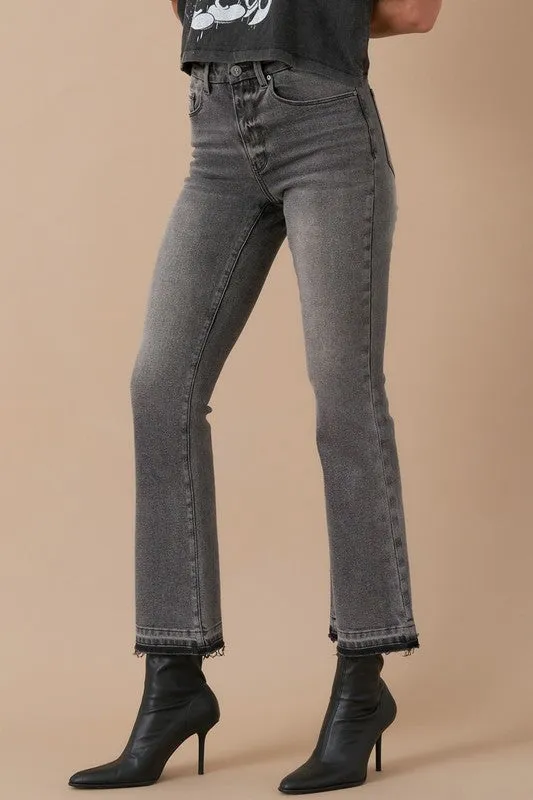 Gray High Rise Bootcut Cropped Denim Jean Pants