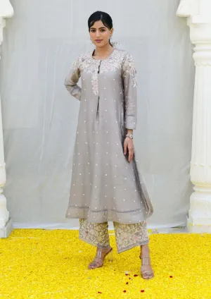 Gray long kurta and pants