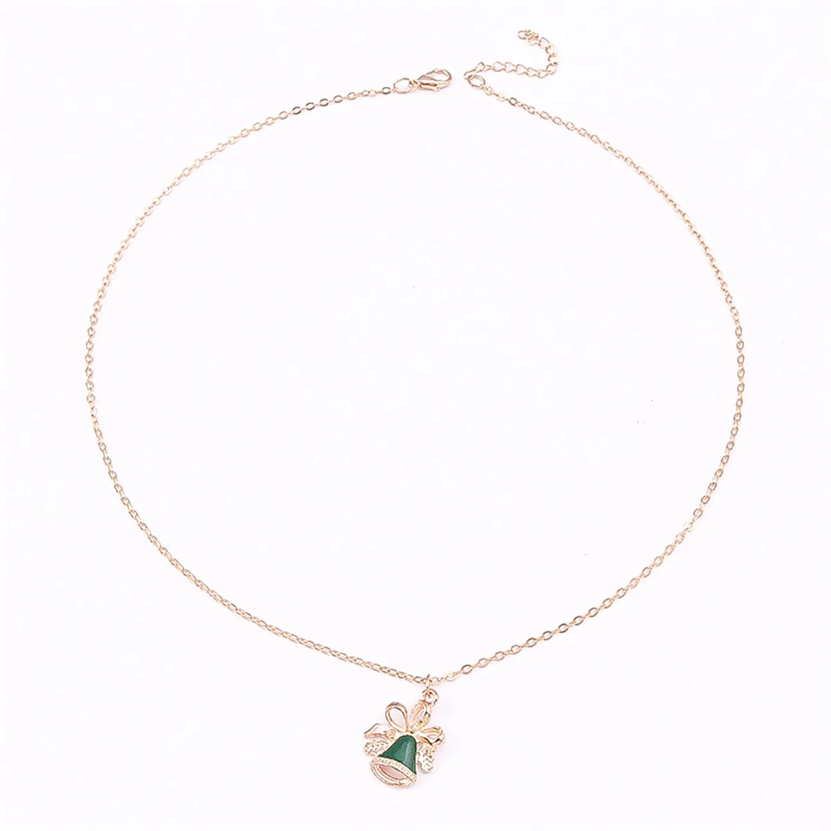 Green Enamel & 18K Gold-Plated Bell Pendant Necklace