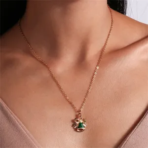 Green Enamel & 18K Gold-Plated Bell Pendant Necklace