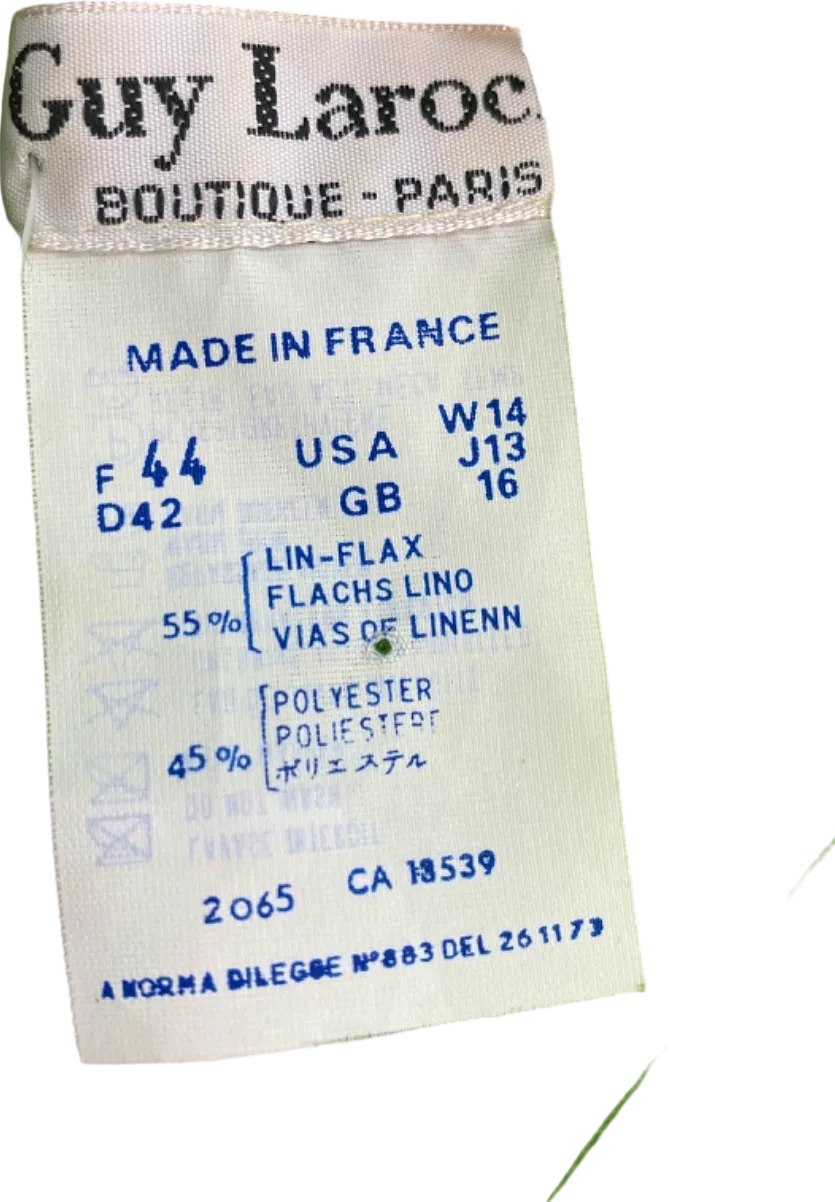 Guy Laroche Paris Vintage Green Linen blend Midi Dress UK 16
