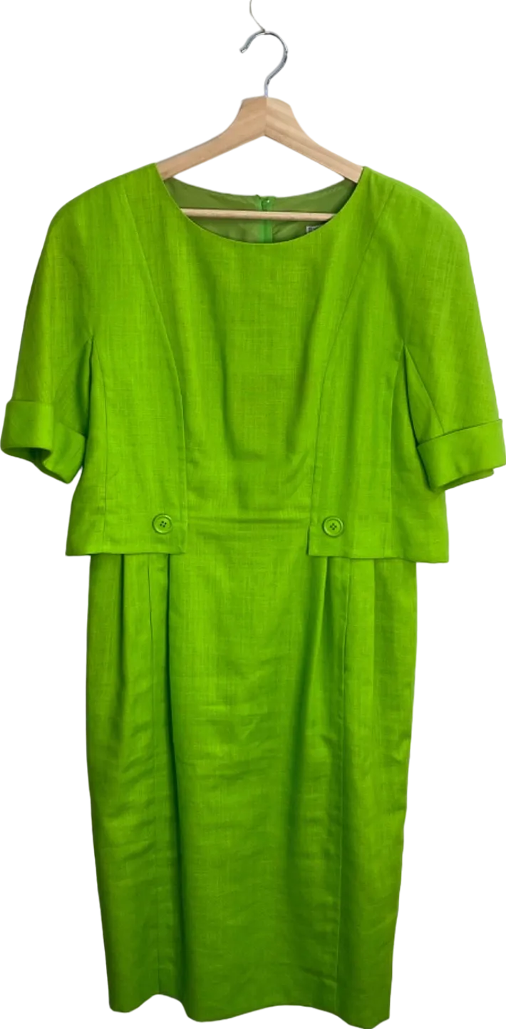 Guy Laroche Paris Vintage Green Linen blend Midi Dress UK 16