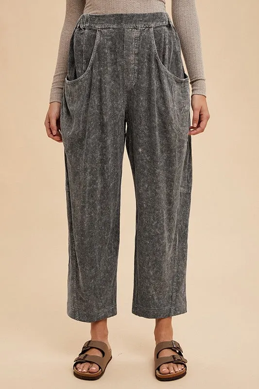 Hazel Blues® |  Annie Wear Mineral Washed Elastic Waist Pants