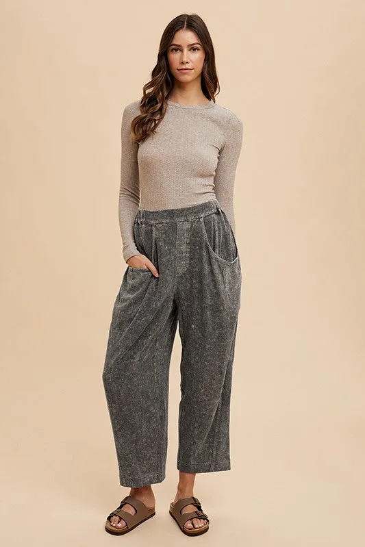Hazel Blues® |  Annie Wear Mineral Washed Elastic Waist Pants