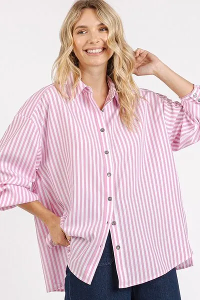 Hazel Blues® |  Mittoshop Button Down Striped Long Sleeve Shirt