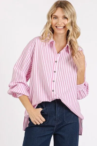 Hazel Blues® |  Mittoshop Button Down Striped Long Sleeve Shirt