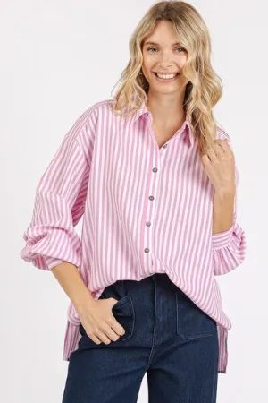 Hazel Blues® |  Mittoshop Button Down Striped Long Sleeve Shirt
