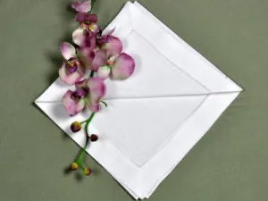 Hemstitched Linen Dinner Napkin White
