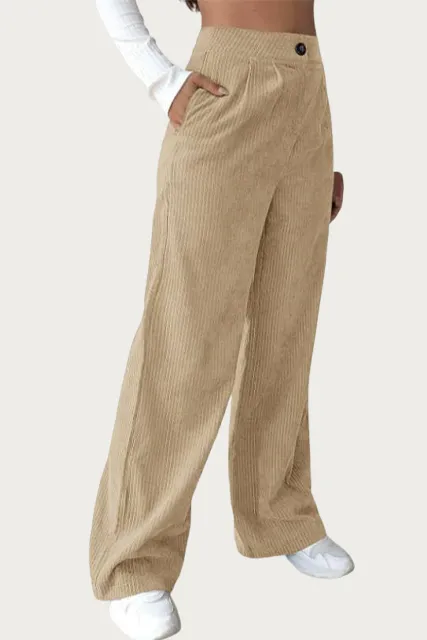 HIGH-WAIST PLEATED CORDUROY PANTS