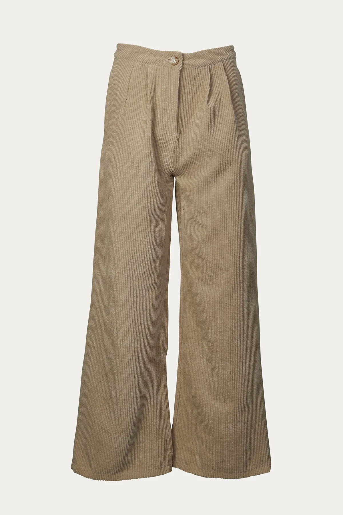 HIGH-WAIST PLEATED CORDUROY PANTS