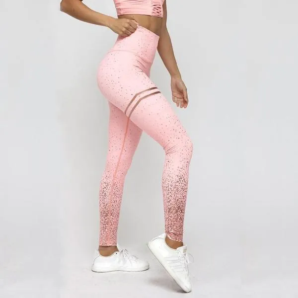 High Waisted Glittered Push Up Workout Leggings