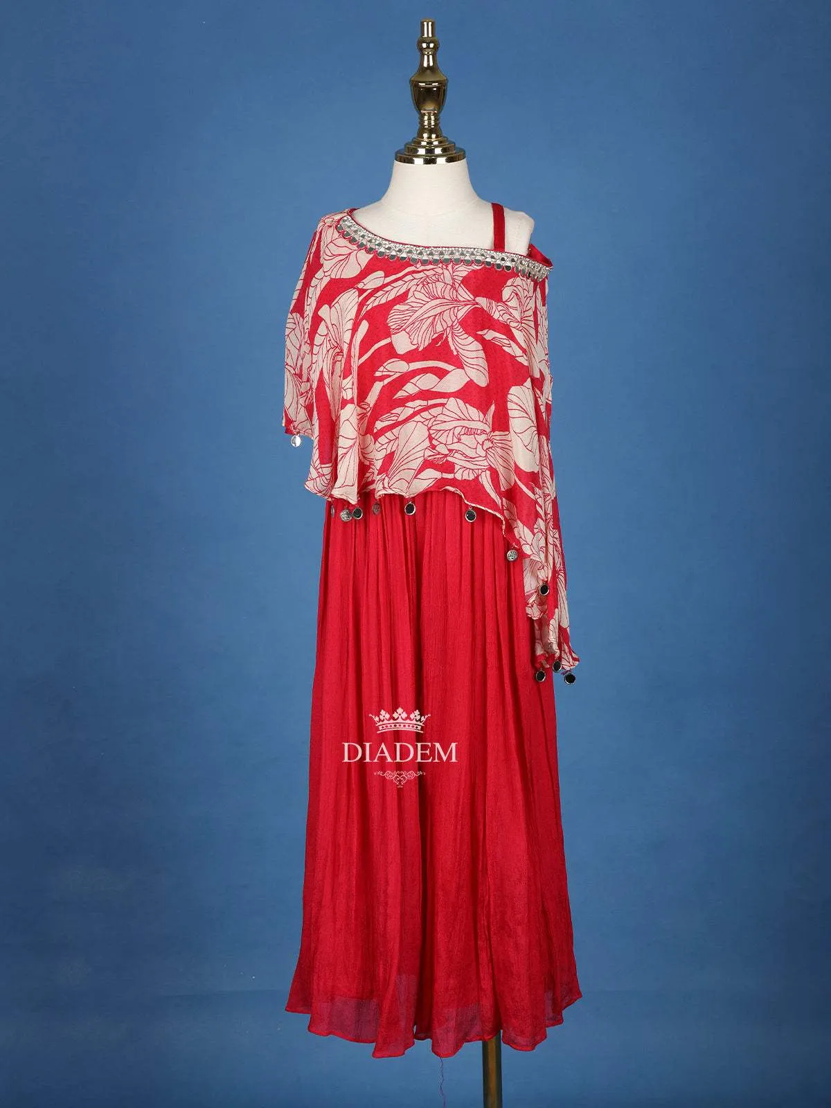 Hot Pink Floral Printed Crepe Party Wear Palazzo Suit for Girls