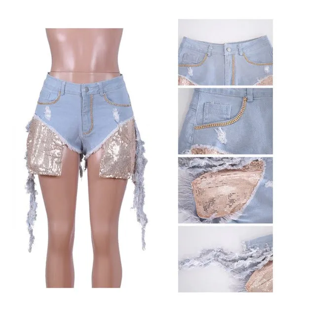 Hot Tamale Ripped Tassel Denim Shorts
