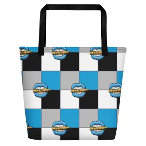Ice Blue Logo Colorblock Beach Bag - Grey